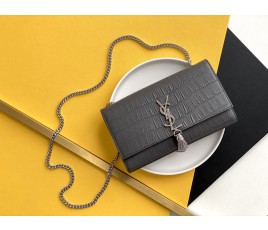 세인트로랑 YSL 크로커다일 테슬 케이트 숄더백