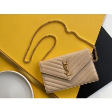 세인트로랑 모노그램 체인 숄더백 베이지 금장 (22.5cm)
