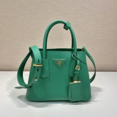 프라다 PRADA 더블 사피아노 가죽 토트 백